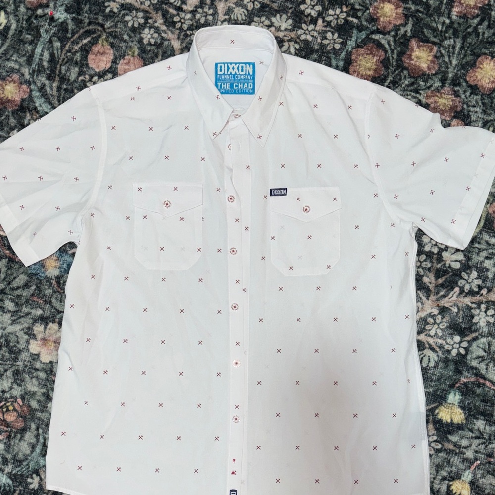 DIXXON Men's White Shirt with Red Accents